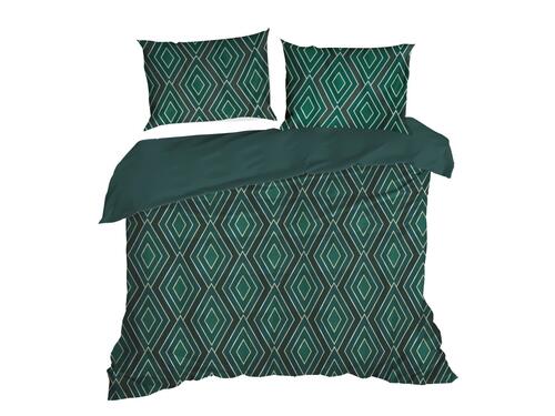 Obliečky na posteľ - Astoria s geometrickou potlačou, zelené, prikrývka 220 x 200 cm + 2x vankúš 70 x 80 cm